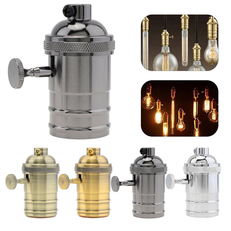 RTNLIT Black Lamp Socket, Vintage Edison E26/E27 Bulb Light Socket with On/Off Knob Switch - Image 5